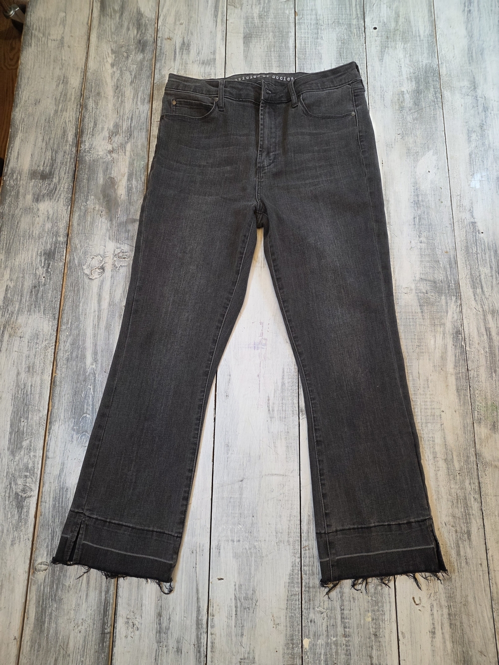 Articles Of Society Women's Charcoal Straight Cropped Jeans w Frayed Hem sz 29